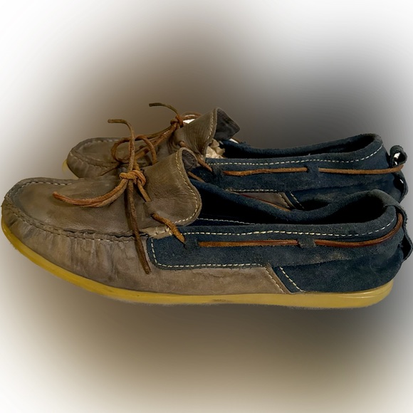 VTG KENNETH COLE 12M BOAT HOUSE SHOE Multi-media leather suede gray blue slip-on - Picture 4 of 5